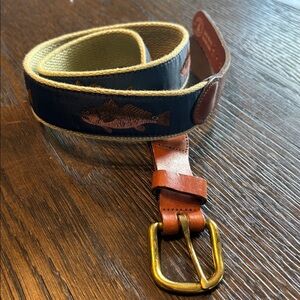 Fish Pattern Belt with Brass Buckle
